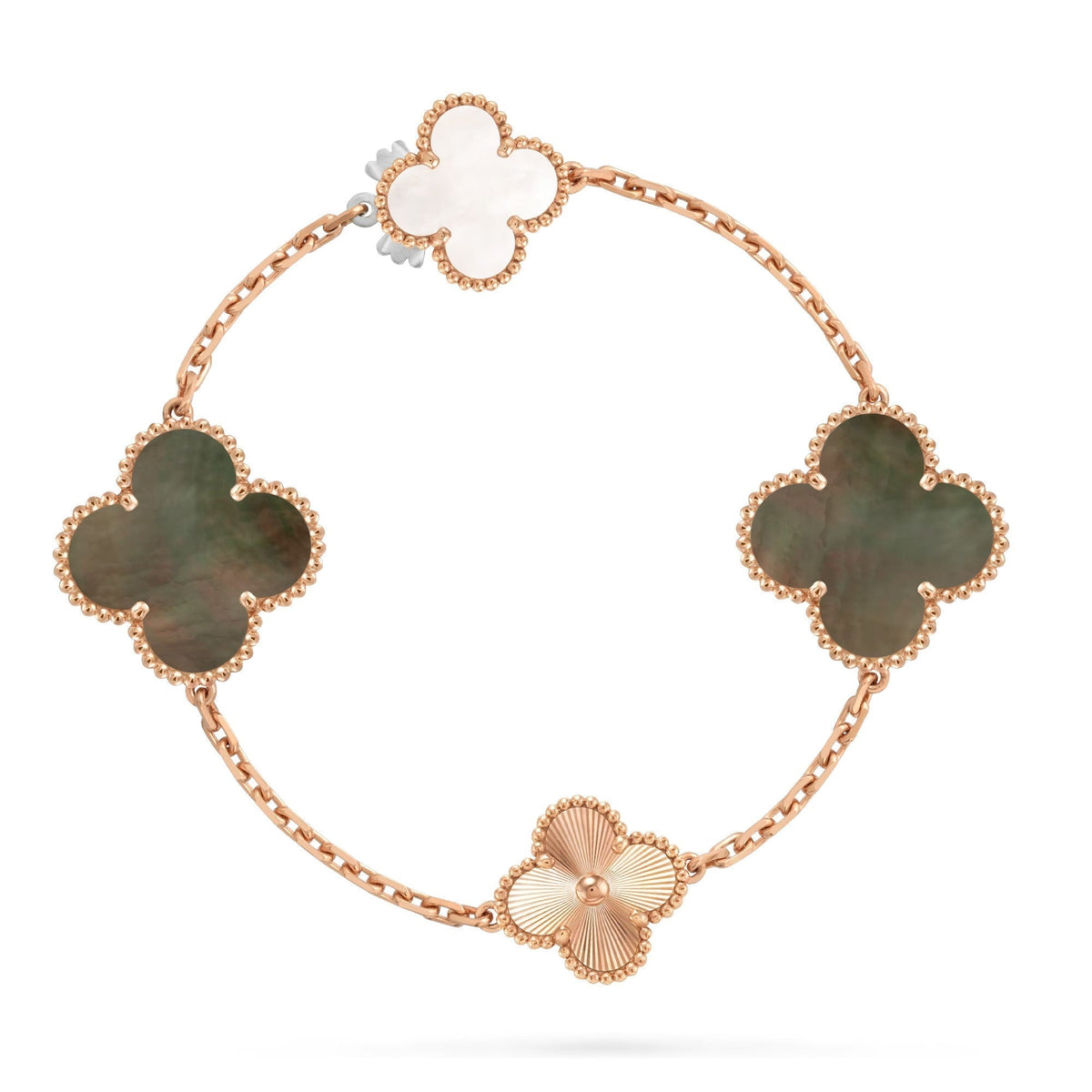 [Super CiCi ]ABNEHMBARE KLEEBATT 15(11+4) BLUMEN ROSÉGOLD HALSKETTEN-SET