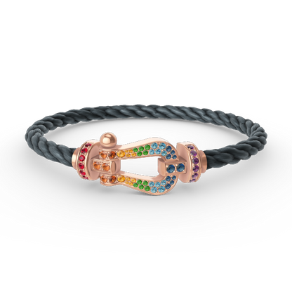[Super Jewellery]FORCE LARGE HORSESHOE  COLORED DIAMOND BRACELET ROSE GOLD