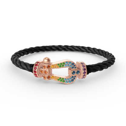 [Super Jewellery]FORCE LARGE HORSESHOE  COLORED DIAMOND BRACELET ROSE GOLD