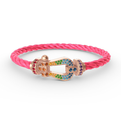 [Super Jewellery]FORCE LARGE HORSESHOE  COLORED DIAMOND BRACELET ROSE GOLD