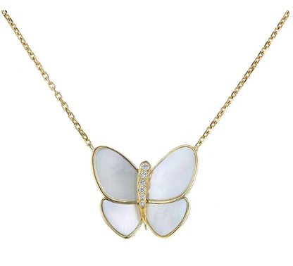 [Super Jewellery]BUTTERFLY GOLD MOP DIAMOND NECKLACE