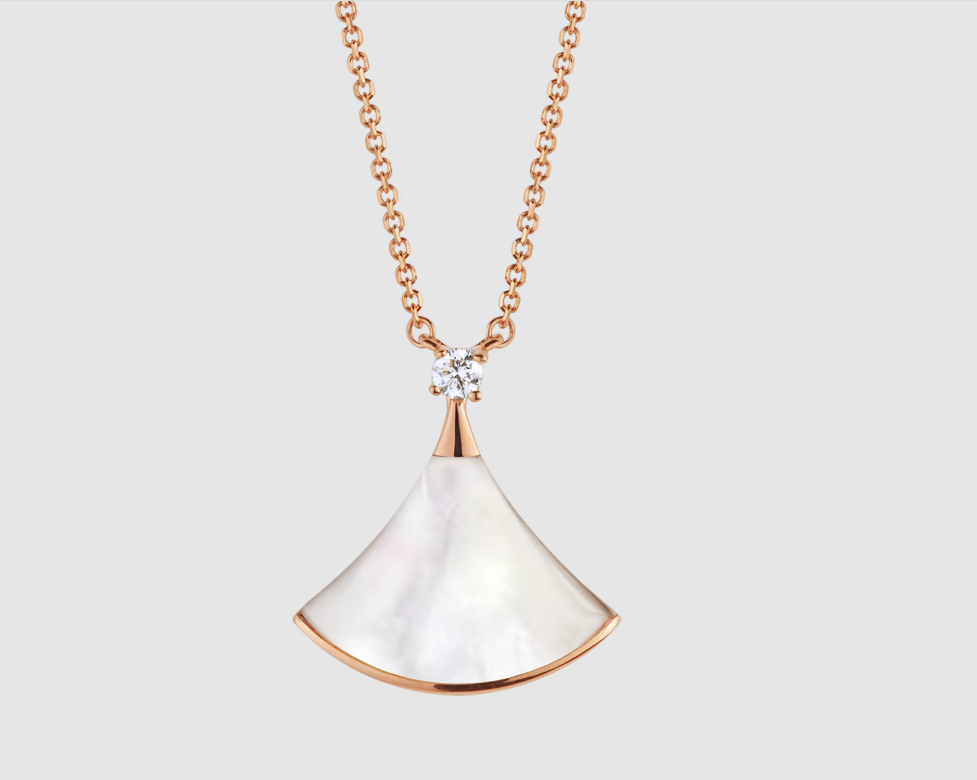 [Super]DREAM NECKLACE WHITE MOP PINK GOLD 1 DIAMOND