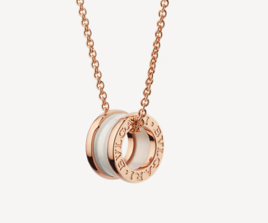 [Super]ZERO 1 WHITE CERAMIC PINK GOLD NECKLACE