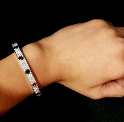 [Super Jewellery]LOVE BRACELET 6.1MM DIAMOND-PAVED CERAMIC