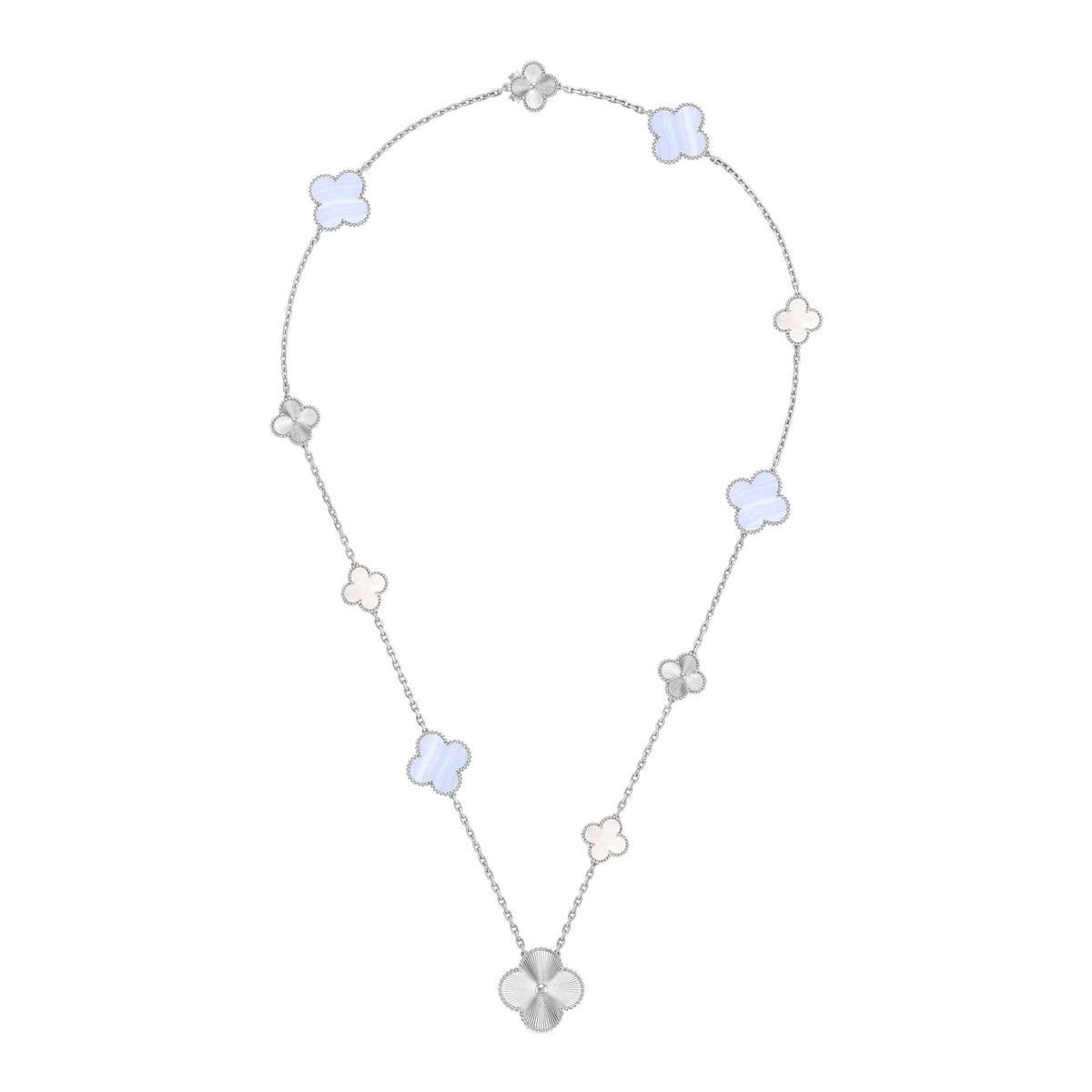 [Super CiCi ]ABNEHMBARES KLEEBLATT 15(11+4) BLUMEN-SILBERKETTEN-SET