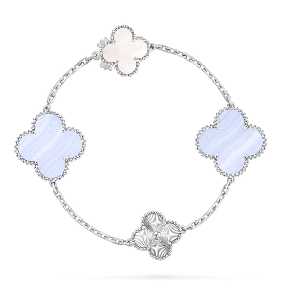 [Super CiCi ]ABNEHMBARES KLEEBLATT 15(11+4) BLUMEN-SILBERKETTEN-SET