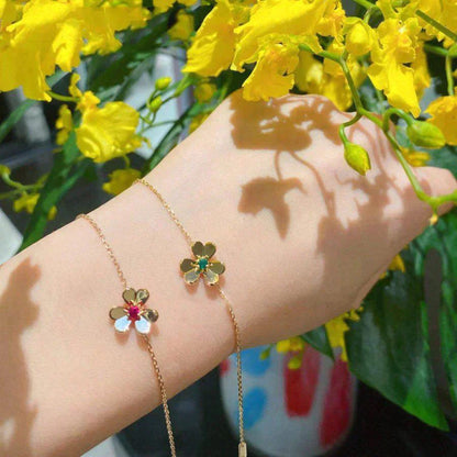 [Super Jewellery]FRIVOLE GOLD FLOWER PINK MALACHITE BRACELET