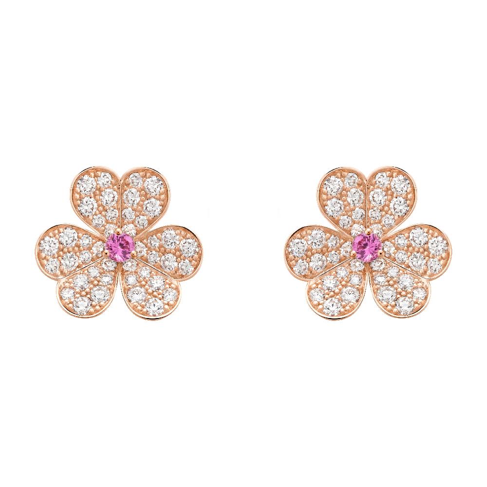 [Super Jewellery]FRIVOLE PINK GOLD FLOWER DIAMOND EARRINGS