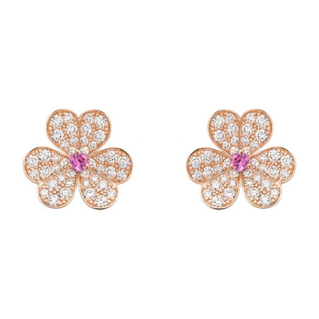 [Super Jewellery]FRIVOLE PINK GOLD FLOWER DIAMOND EARRINGS