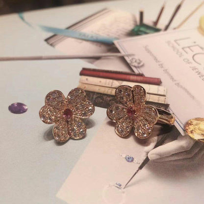 [Super Jewellery]FRIVOLE PINK GOLD FLOWER DIAMOND EARRINGS