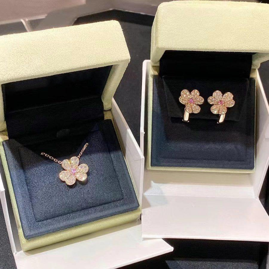 [Super CiCi ]FRIVOLE ROSE GOLD FLOWER DIAMOND NECKLACE