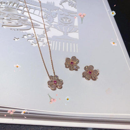 [Super Jewellery]FRIVOLE ROSE GOLD FLOWER DIAMOND NECKLACE
