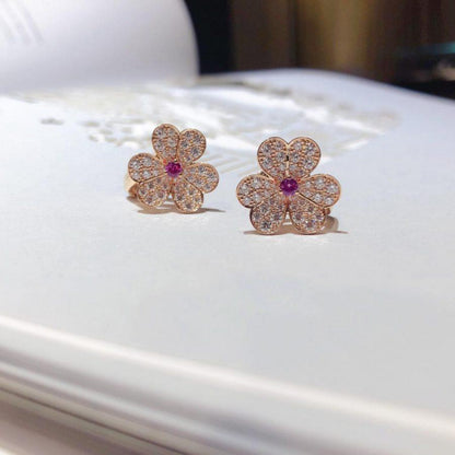 [Super Jewellery]FRIVOLE PINK GOLD FLOWER DIAMOND EARRINGS