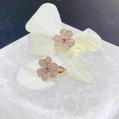 [Super Jewellery]FRIVOLE PINK GOLD FLOWER DIAMOND EARRINGS