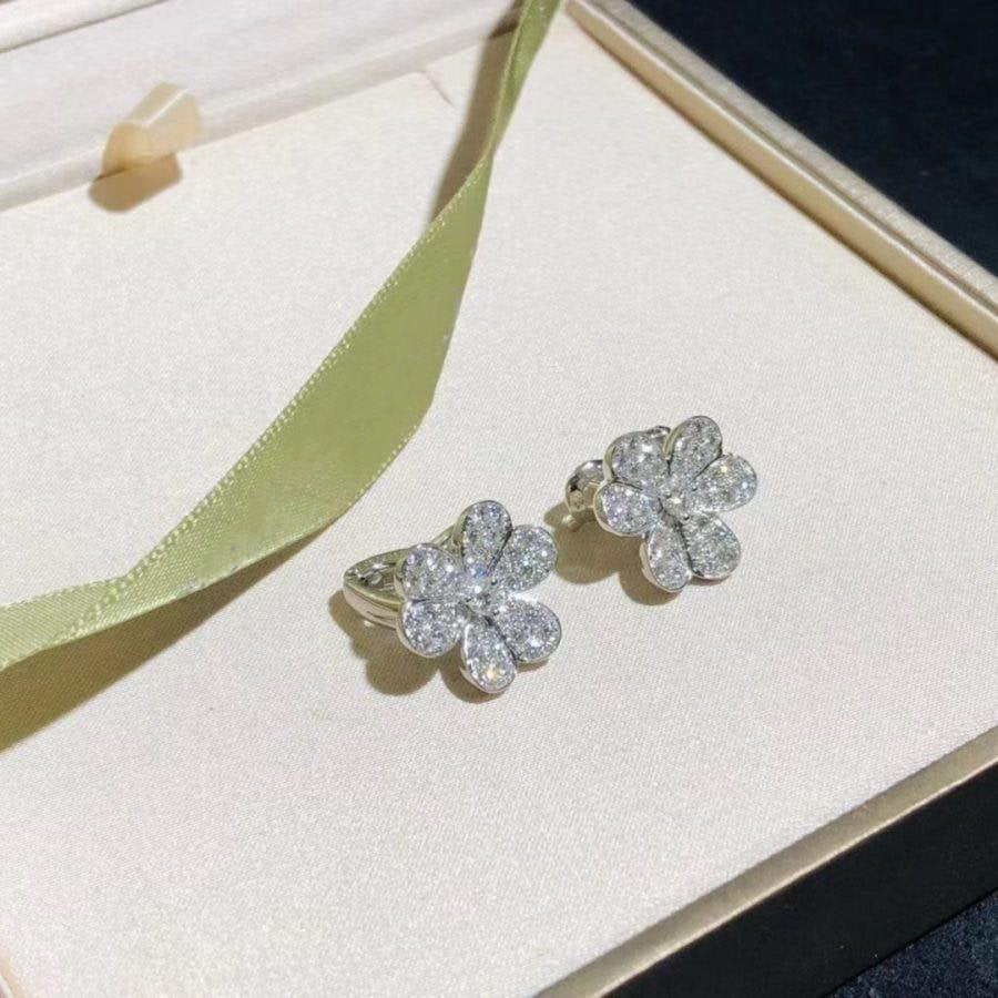 [Super Jewellery]FRIVOLE SILVER FLOWER DIAMOND EARRINGS