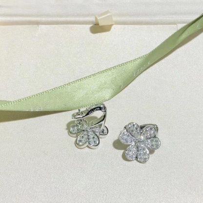 [Super Jewellery]FRIVOLE SILVER FLOWER DIAMOND EARRINGS