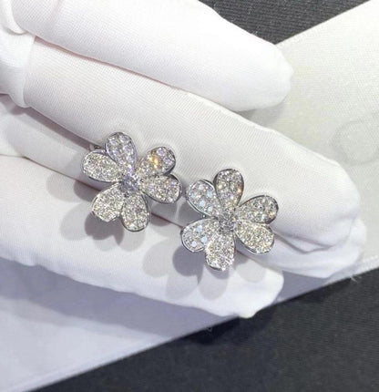 [Super Jewellery]FRIVOLE SILVER FLOWER DIAMOND EARRINGS