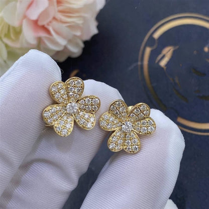 [Super Jewellery]FRIVOLE GOLD FLOWER DIAMOND EARRINGS