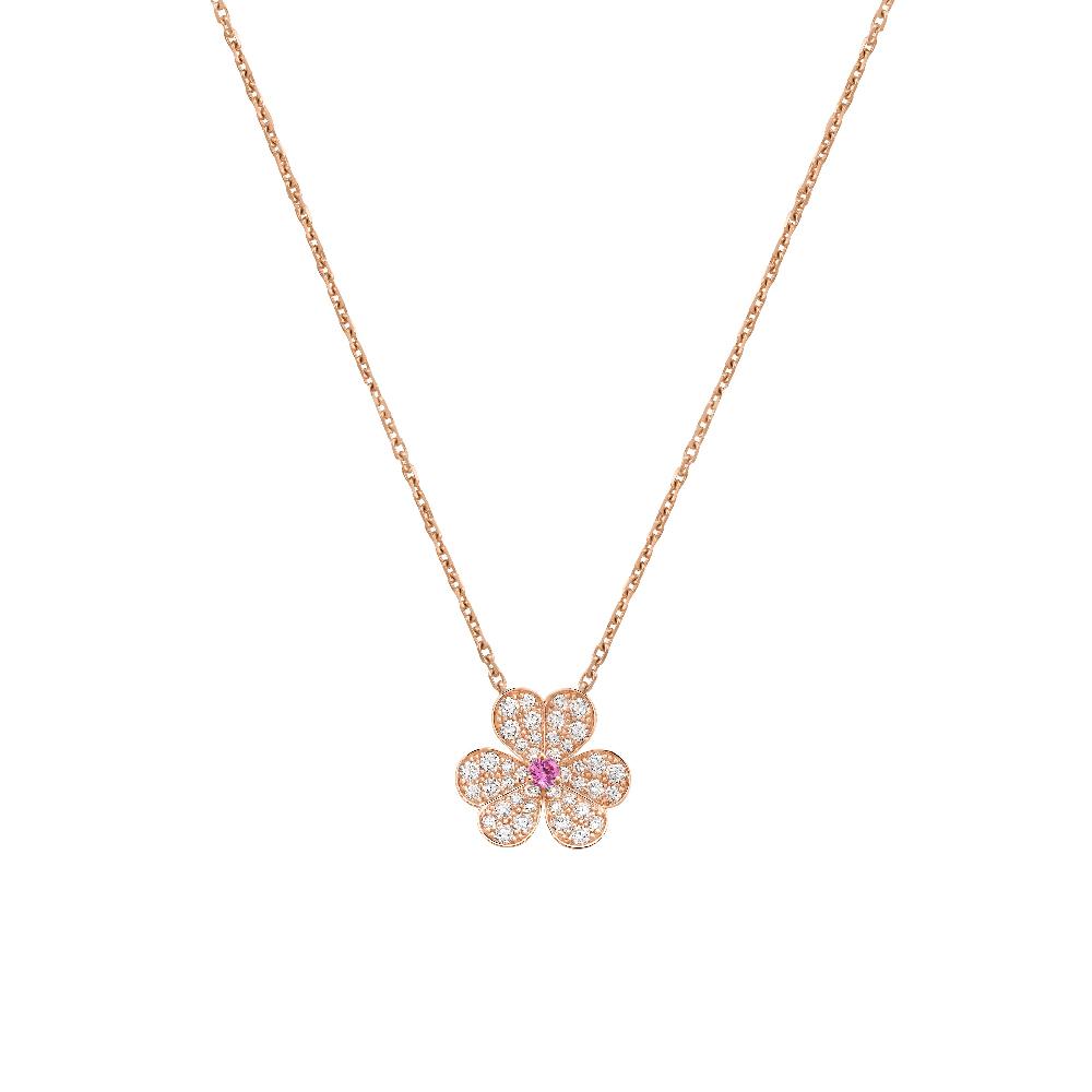 [Super Jewellery]FRIVOLE ROSE GOLD FLOWER DIAMOND NECKLACE