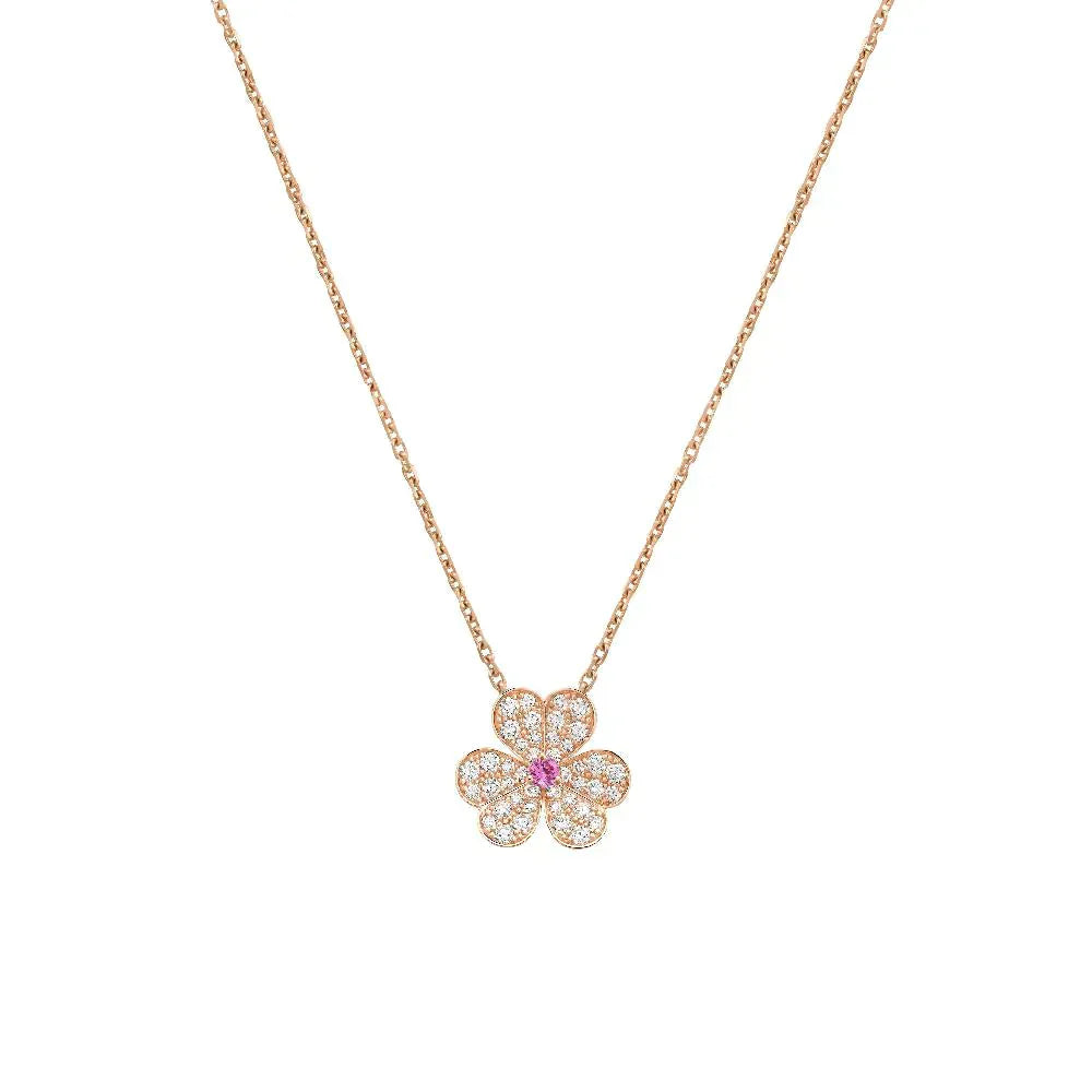 [Super Jewellery]FRIVOLE ROSE GOLD FLOWER DIAMOND NECKLACE