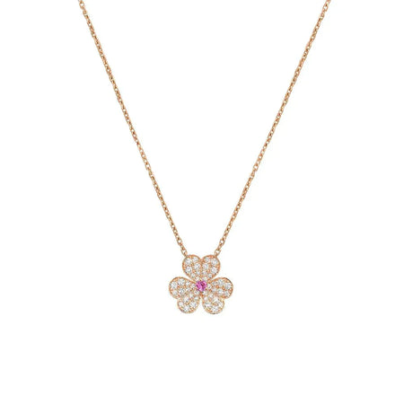 [Super Jewellery]FRIVOLE ROSE GOLD FLOWER DIAMOND NECKLACE