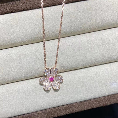 [Super Jewellery]FRIVOLE ROSE GOLD FLOWER DIAMOND NECKLACE