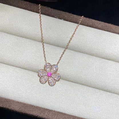 [Super Jewellery]FRIVOLE ROSE GOLD FLOWER DIAMOND NECKLACE