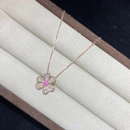 [Super Jewellery]FRIVOLE ROSE GOLD FLOWER DIAMOND NECKLACE
