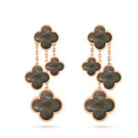 [Super Jewellery]CLOVER EARRINGS DARK MOP 4 MOTIFS ROSE GOLD