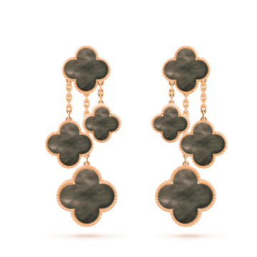 [Super CiCi ]CLOVER EARRINGS DARK MOP 4 MOTIFS ROSE GOLD