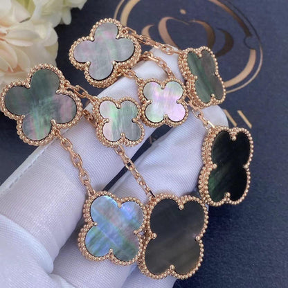 [Super Jewellery]CLOVER EARRINGS DARK MOP 4 MOTIFS ROSE GOLD