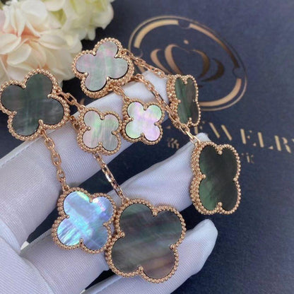 [Super Jewellery]CLOVER EARRINGS DARK MOP 4 MOTIFS ROSE GOLD