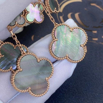 [Super Jewellery]CLOVER EARRINGS DARK MOP 4 MOTIFS ROSE GOLD