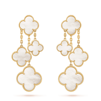 [Super Jewellery]CLOVER EARRINGS WHITE MOP 4 MOTIFS GOLD