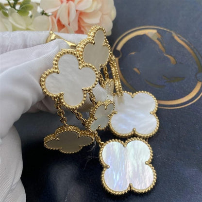 [Super Jewellery]CLOVER EARRINGS WHITE MOP 4 MOTIFS GOLD