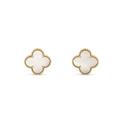 [Super Jewellery]CLOVER MEDIUM 1 MOTIFS  WHITE MOP STUD EARRINGS