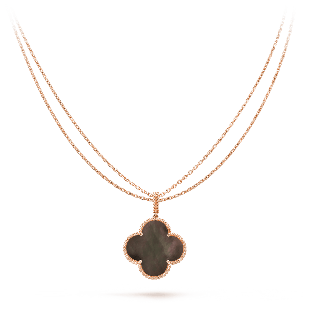 [Super Jewellery]CLOVER 25MM GOLD DARK MOP BIG CLOVER NECKLACE