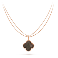 [Super Jewellery]CLOVER 25MM GOLD DARK MOP BIG CLOVER NECKLACE
