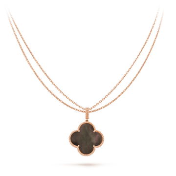 [Super CiCi ]CLOVER 25MM GOLD DUNKLE PERLMUTT GROSSE CLOVER-HALSKETTE