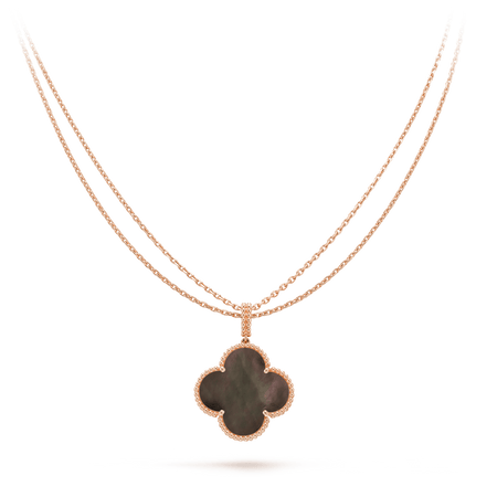 [Super Jewellery]CLOVER 25MM GOLD DARK MOP BIG CLOVER NECKLACE