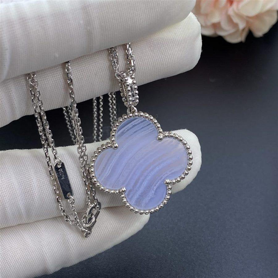 [Super Jewellery]CLOVER SILVER CHALCEDONY BIG CLOVER NECKLACE