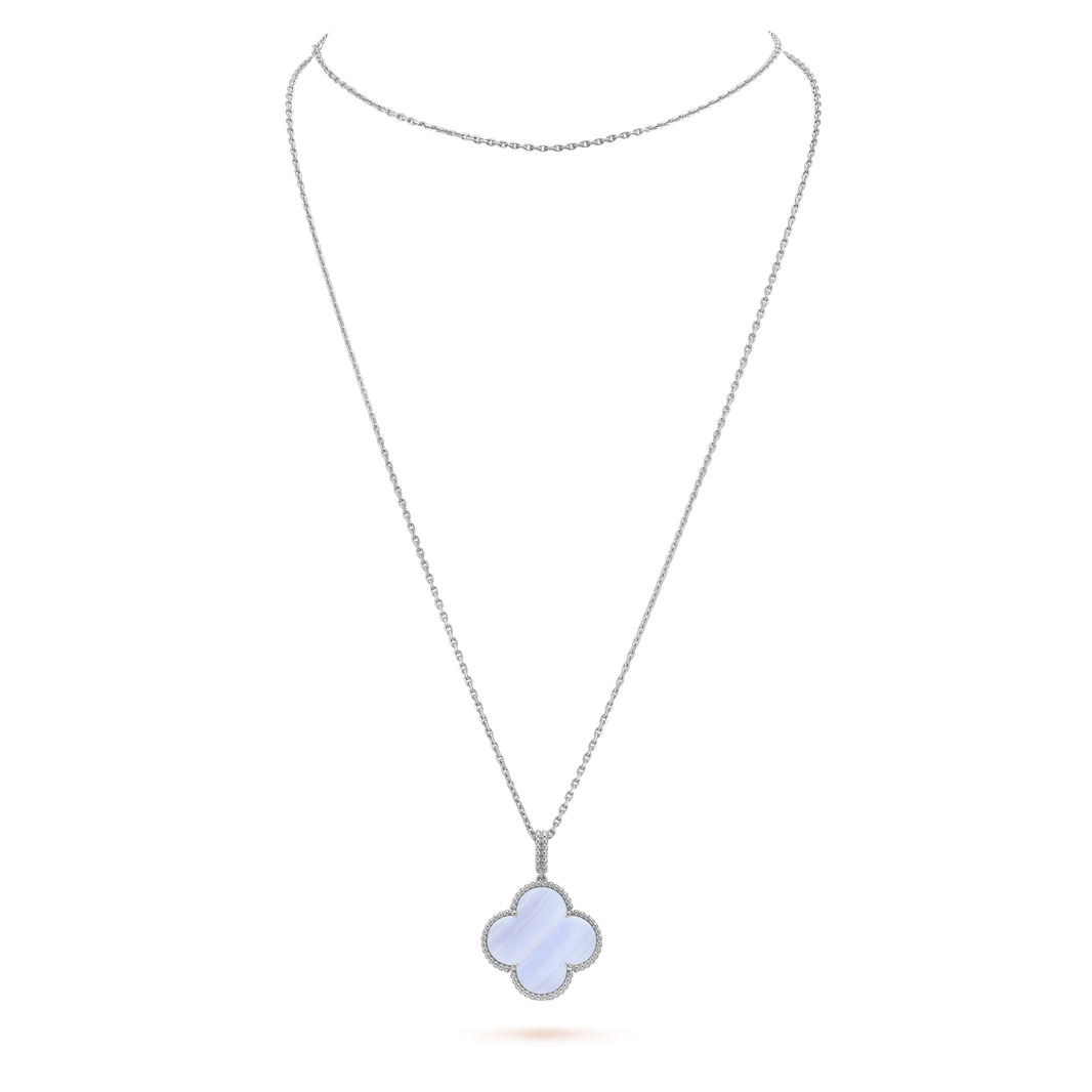 [Super Jewellery]CLOVER SILVER CHALCEDONY BIG CLOVER NECKLACE