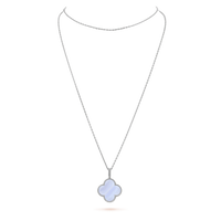 [Super Jewellery]CLOVER SILVER CHALCEDONY BIG CLOVER NECKLACE