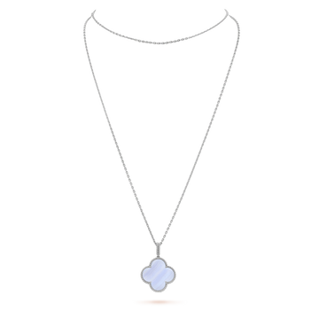 [Super CiCi ]CLOVER SILBER CHALCEDON GROSSE CLOVER-HALSKETTE