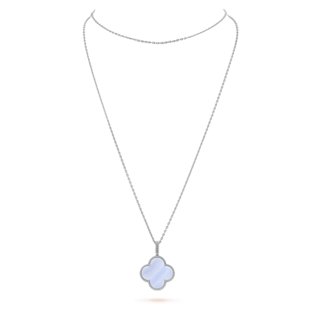 [Super Jewellery]CLOVER SILVER CHALCEDONY BIG CLOVER NECKLACE
