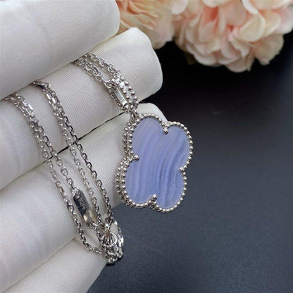 [Super Jewellery]CLOVER SILVER CHALCEDONY BIG CLOVER NECKLACE