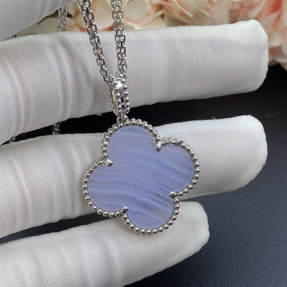 [Super Jewellery]CLOVER SILVER CHALCEDONY BIG CLOVER NECKLACE