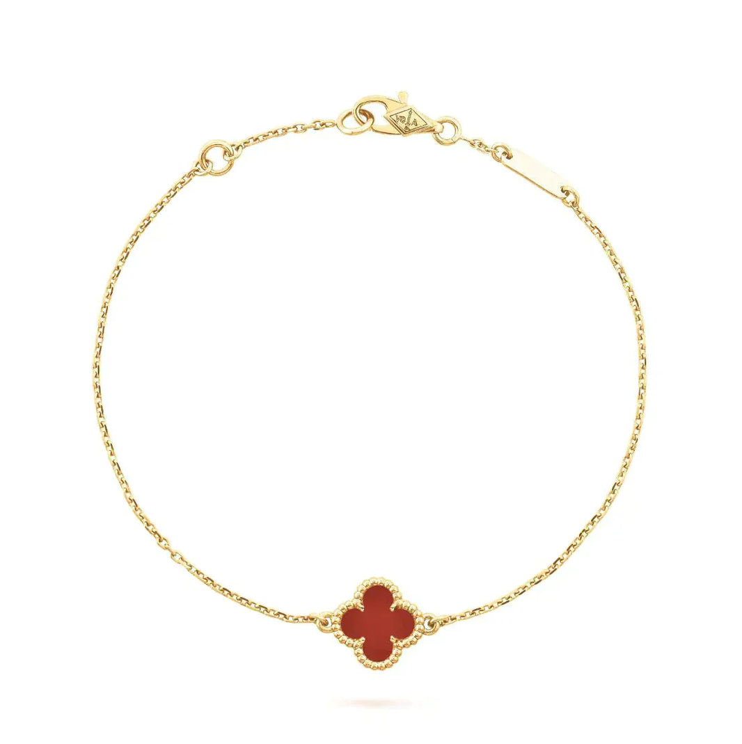 [Super Jewellery]CLOVER  CARNELIAN SINGLE FLOWER BRACELET