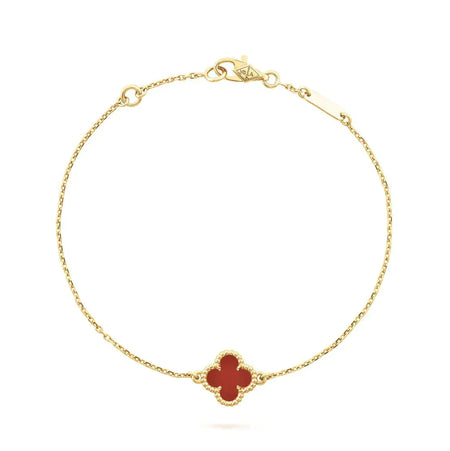 [Super Jewellery]CLOVER  CARNELIAN SINGLE FLOWER BRACELET