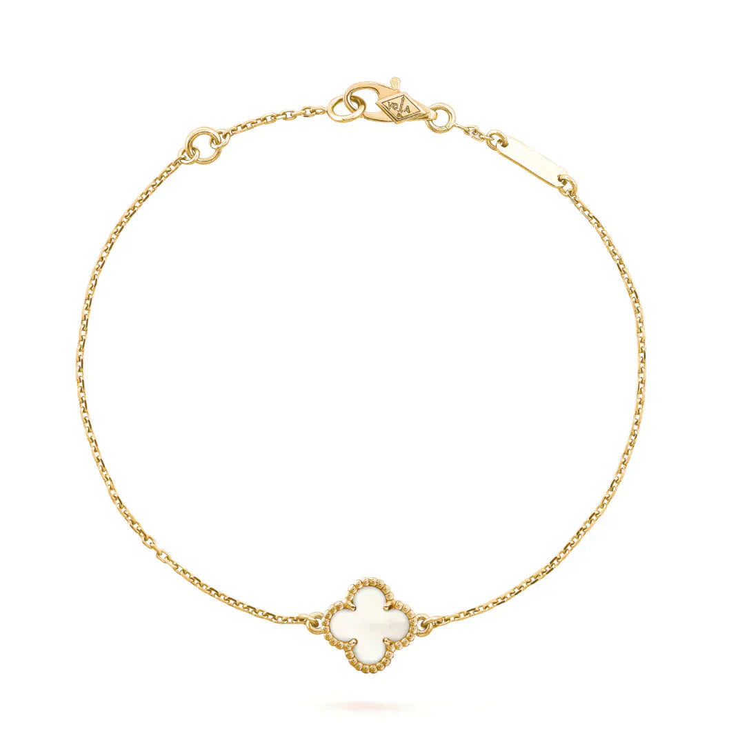 [Super Jewellery]CLOVER WHITE MOP SINGLE FLOWER BRACELET